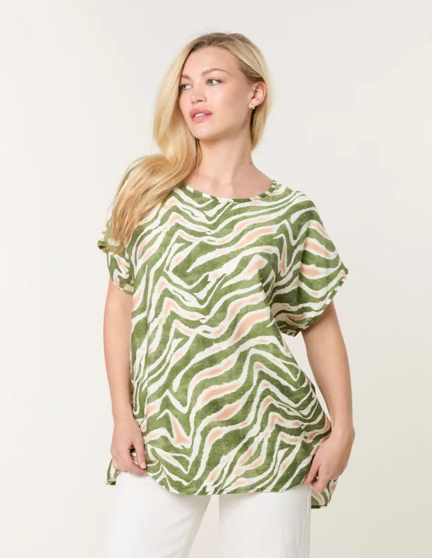 Animal Printed Diamante Detailed Top made by Blue Vanilla