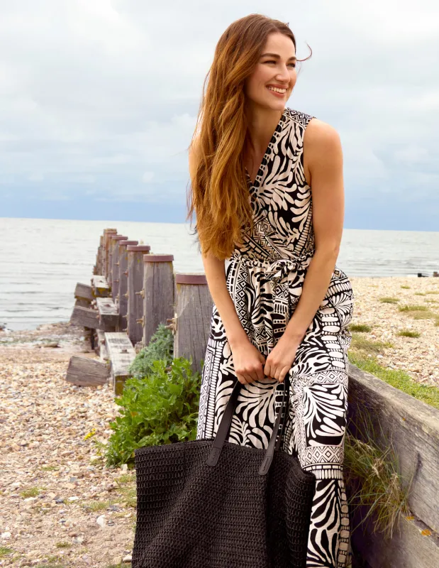 Sleeveless Leaf Print Jumpsuit made by Blue Vanilla