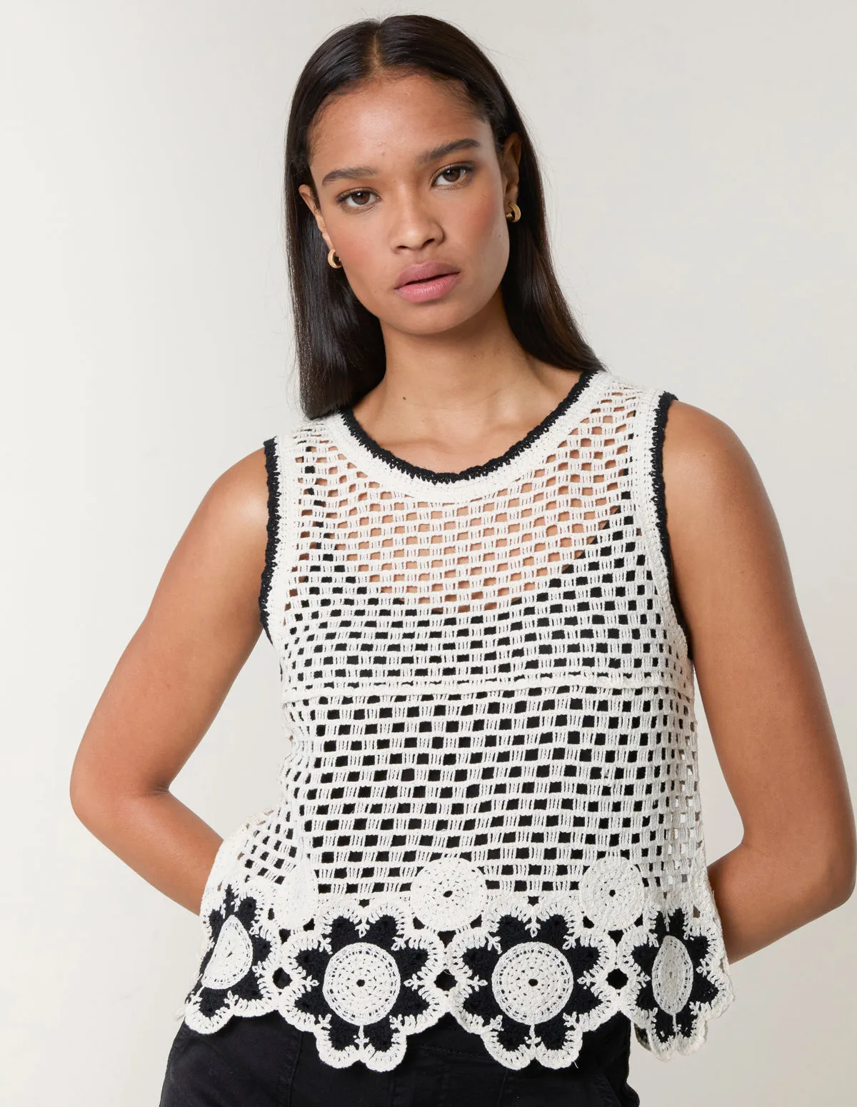 Flower Crochet Sleeveless Top sold by Blue Vanilla