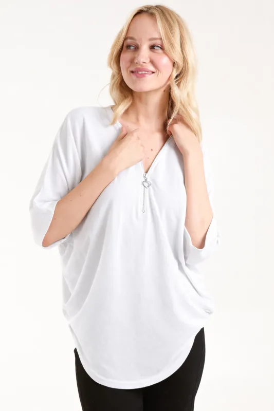 Heart Half Zip Front Top sold by Blue Vanilla
