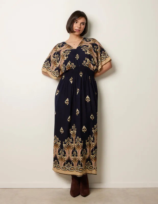 Border Print Kimono Dress made by Blue Vanilla