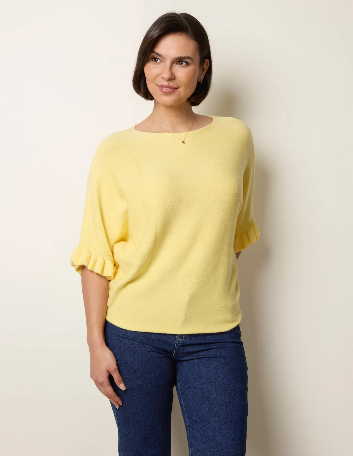 Knitted Frill Sleeve Batwing Jumper sold by Blue Vanilla