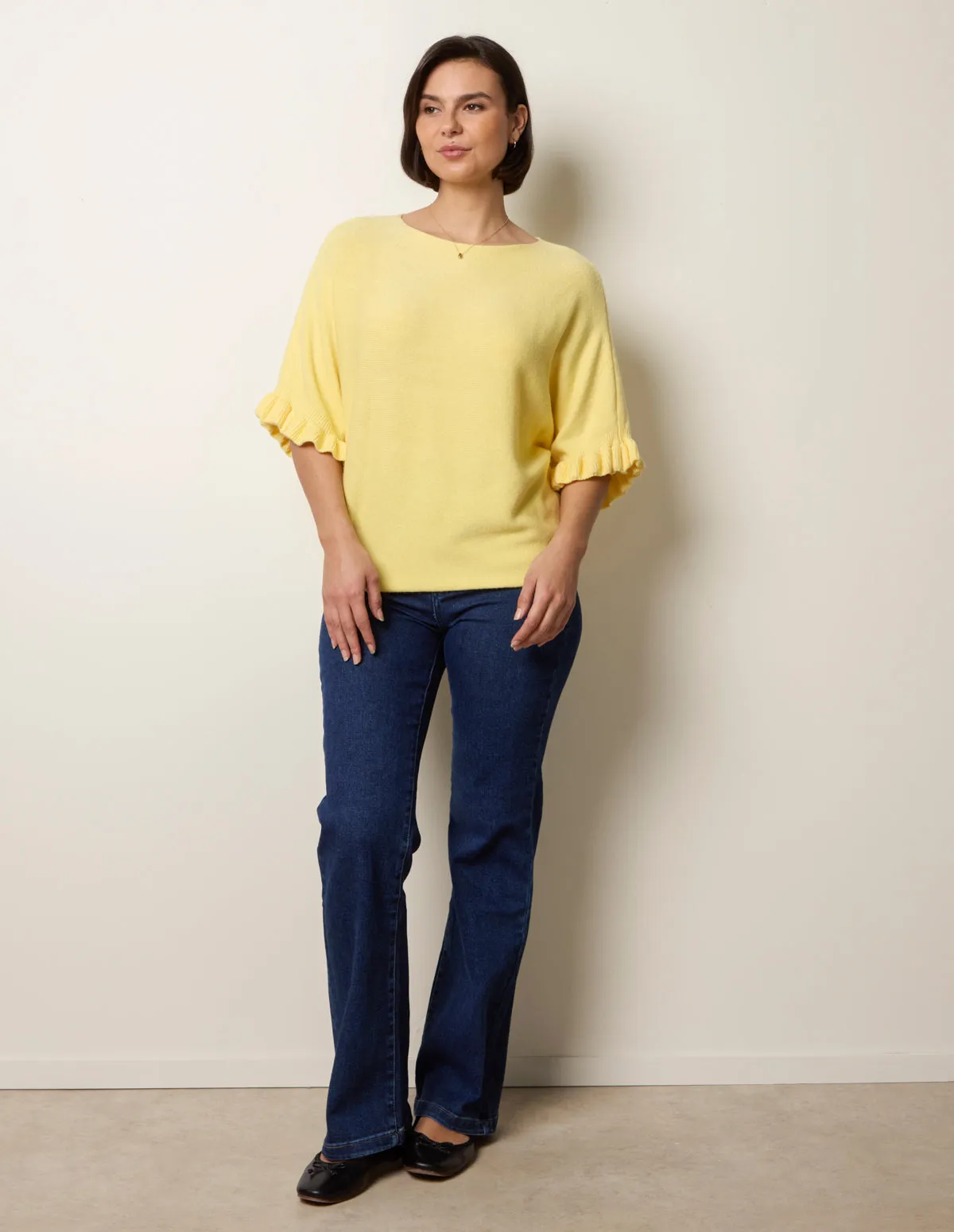 Knitted Frill Sleeve Batwing Jumper sold by Blue Vanilla product image thumbnail 3