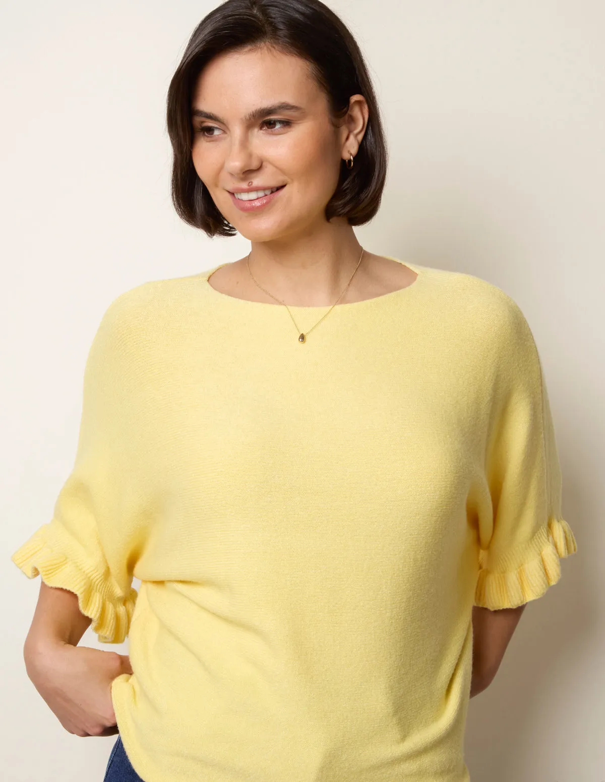 Knitted Frill Sleeve Batwing Jumper sold by Blue Vanilla product image thumbnail 2