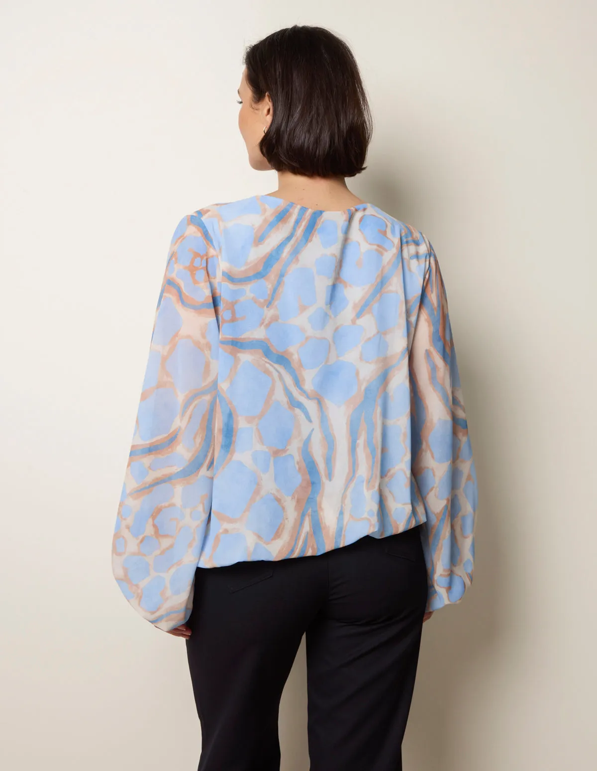Abstract Print V Neck Puffball Top sold by Blue Vanilla product image thumbnail 5