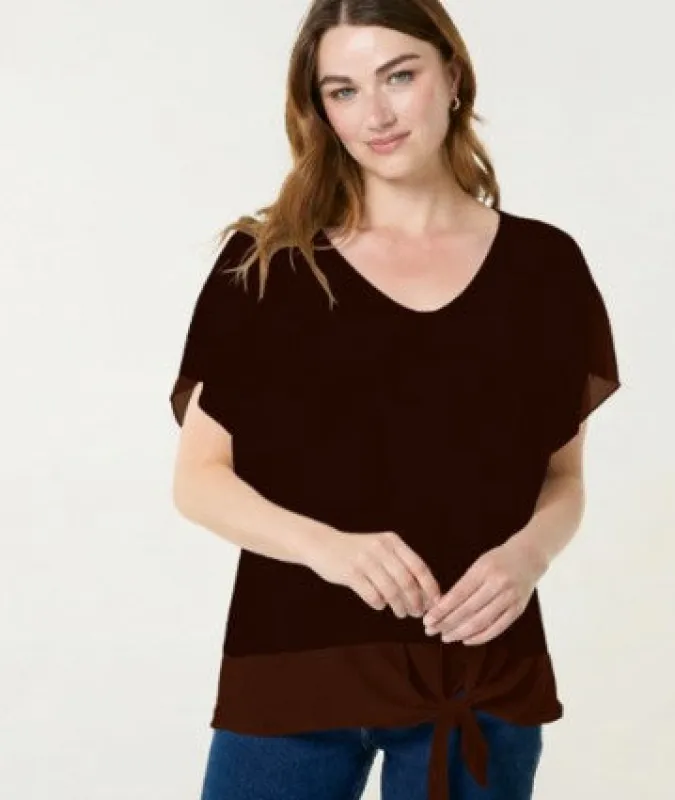 Chiffon Tie Knot Plain Top made by Blue Vanilla