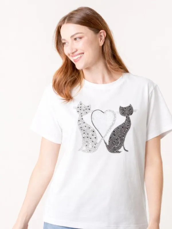 Embellished Love Cat T-Shirt made by Blue Vanilla
