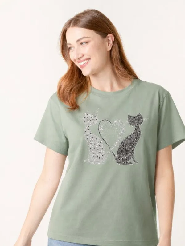 Embellished Love Cat T-Shirt made by Blue Vanilla