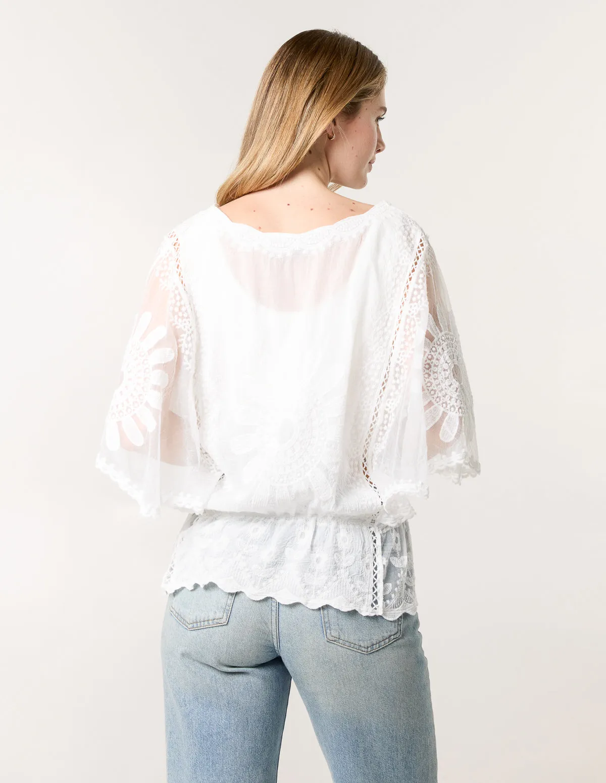 Sun Flower Lace Sleeve Blouse sold by Blue Vanilla product image thumbnail 5