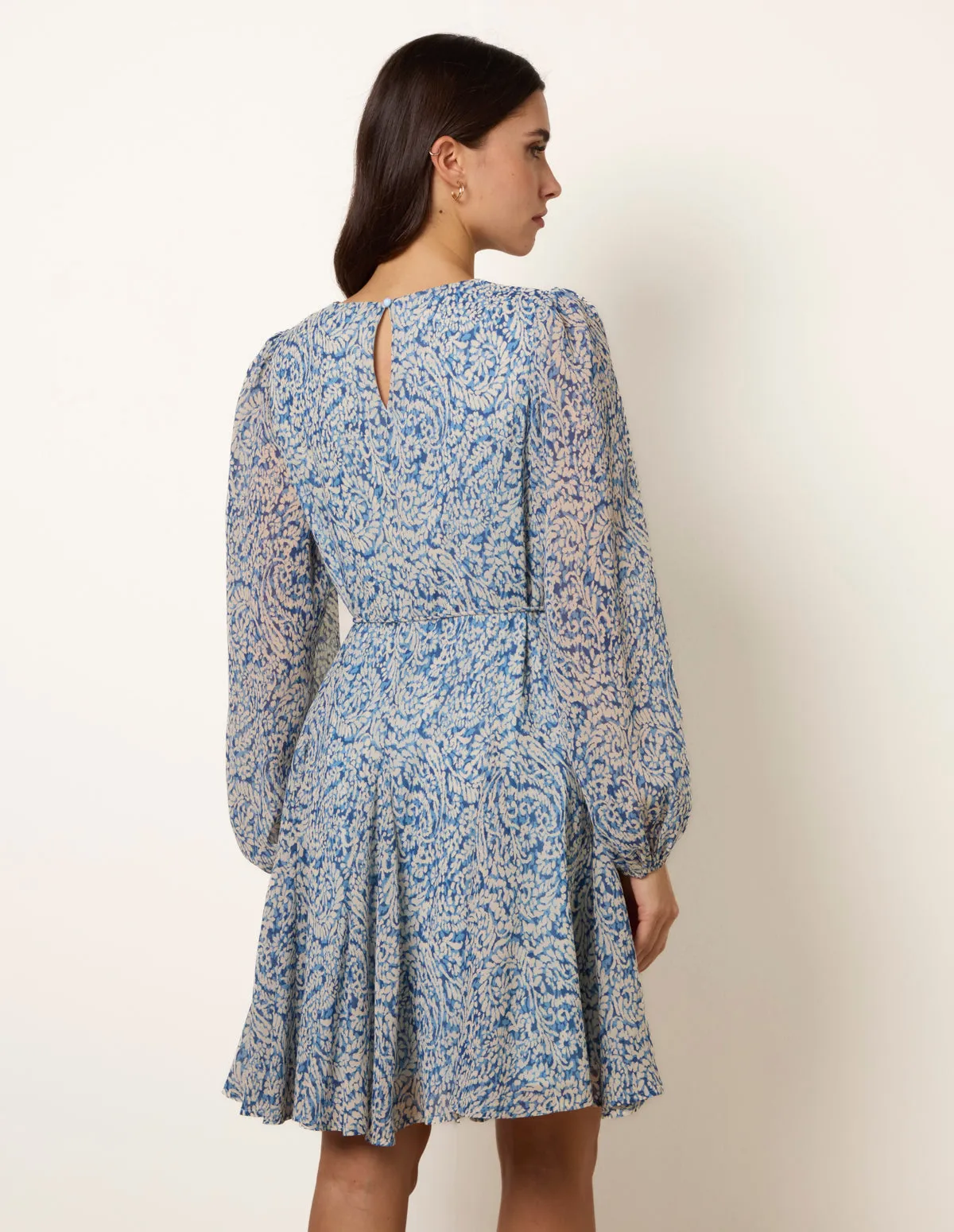 Puff Sleeve Godet Dress With Self Tie sold by Blue Vanilla product image thumbnail 4