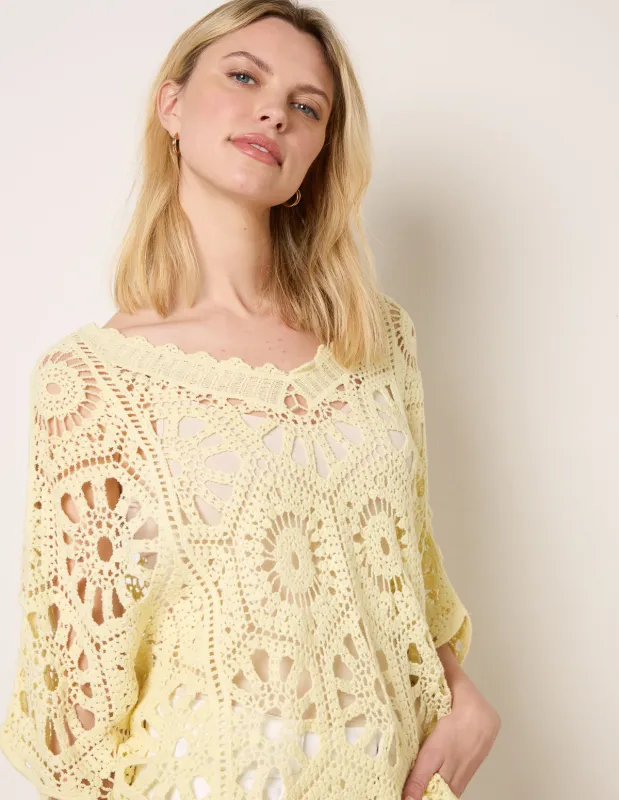 Crochet Detailed Kimono Top made by Blue Vanilla