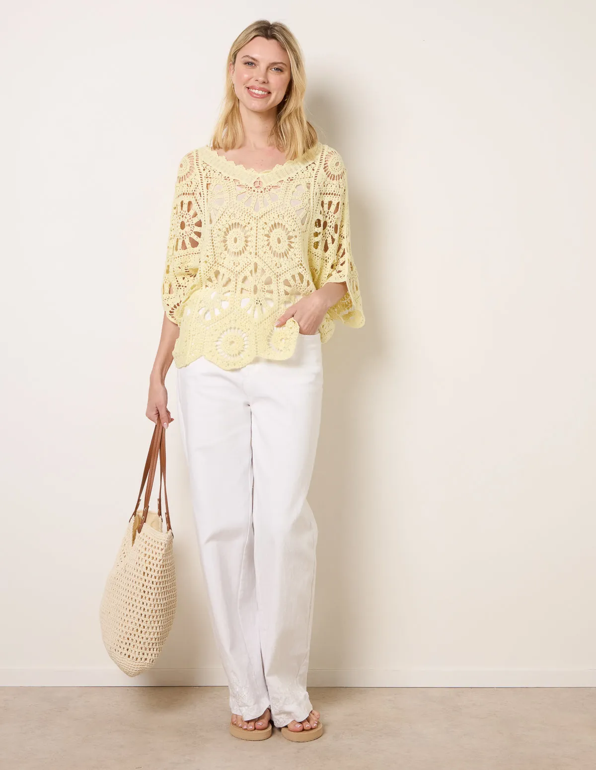 Crochet Detailed Kimono Top sold by Blue Vanilla product image thumbnail 3