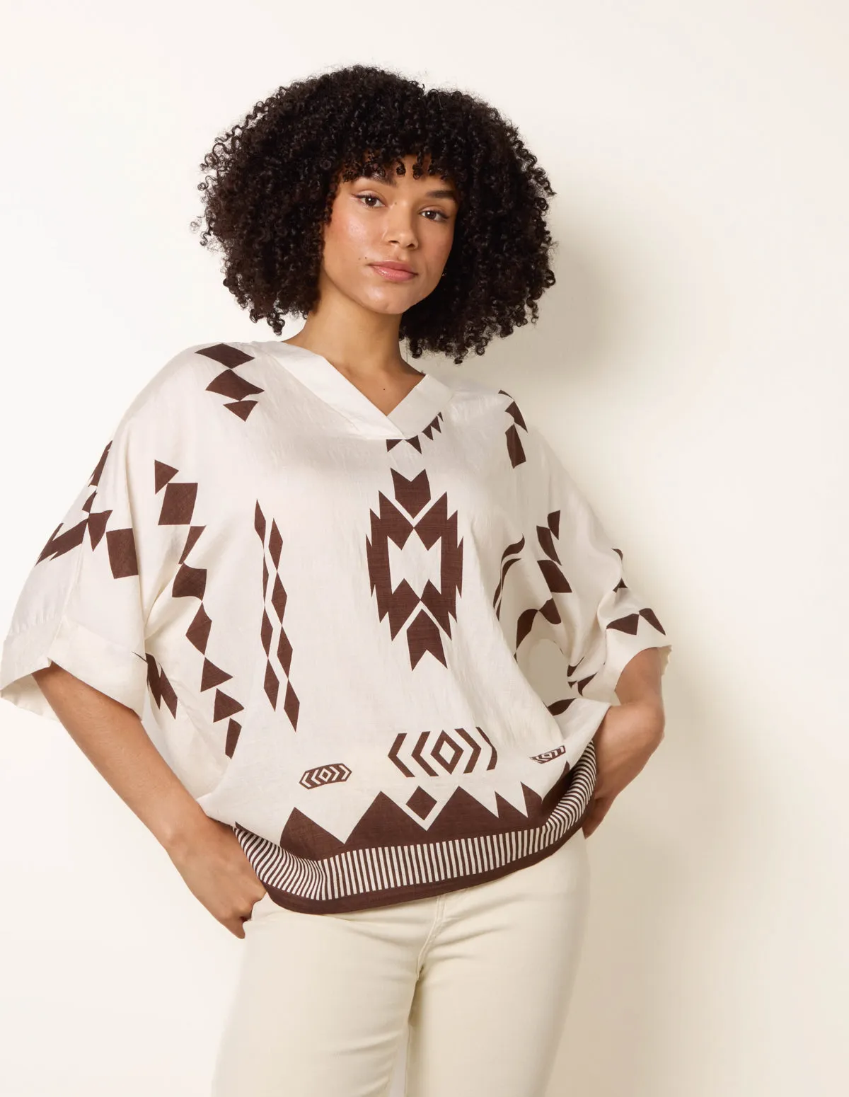 Linen Geometric Print Top sold by Blue Vanilla product image thumbnail 2