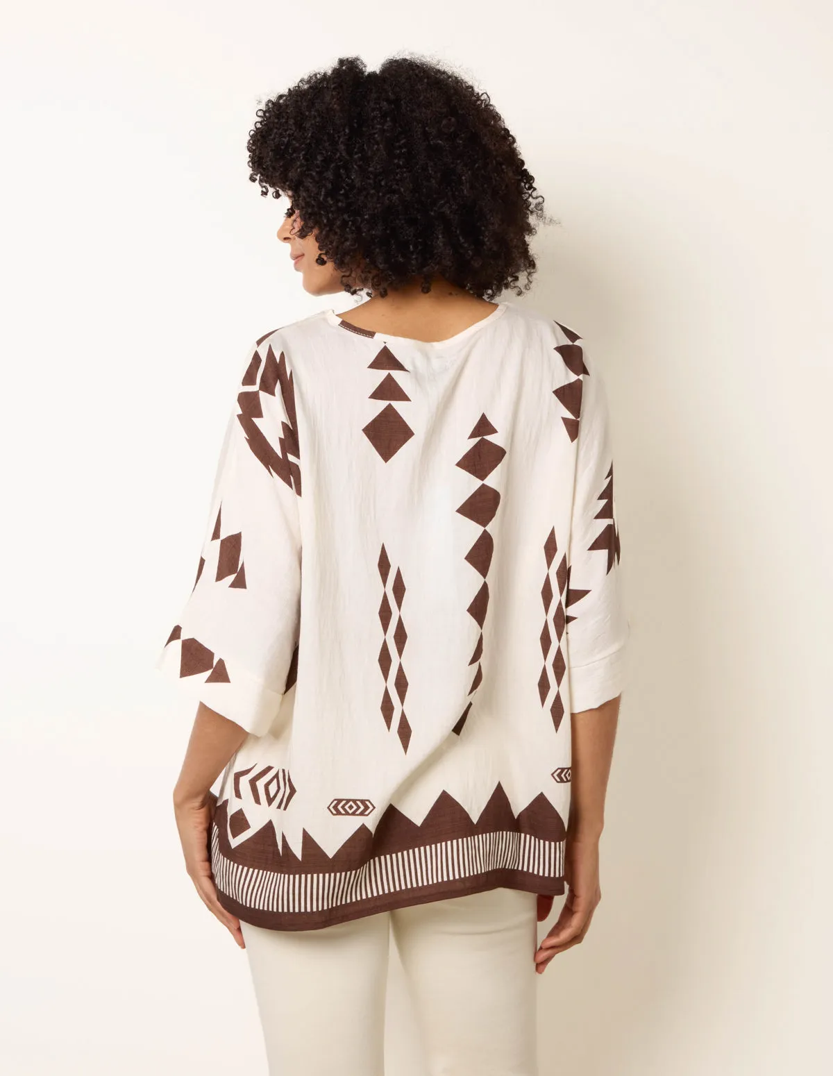 Linen Geometric Print Top sold by Blue Vanilla product image thumbnail 4