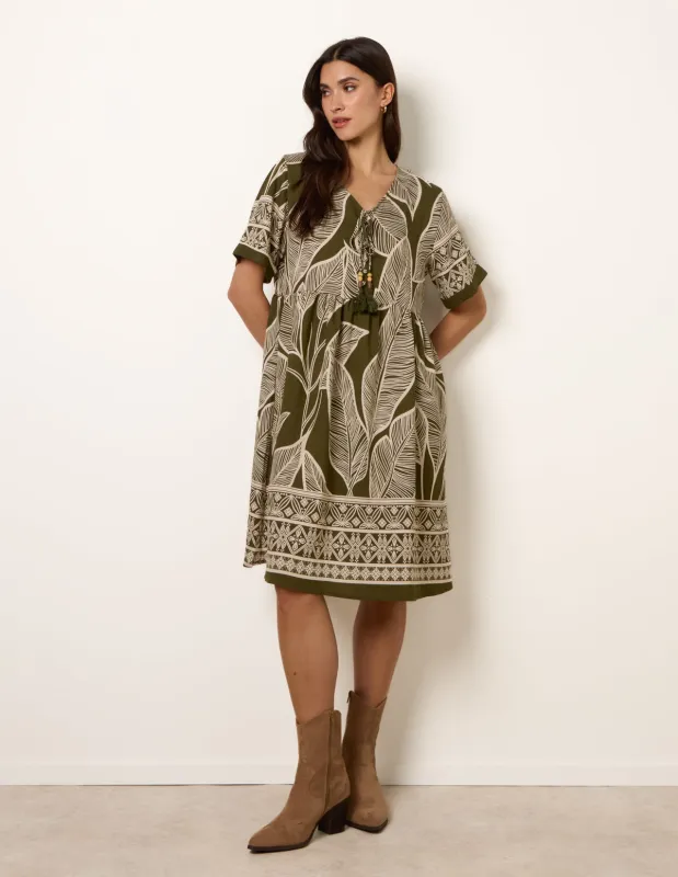 Dress With Tropical Leaf Print made by Blue Vanilla