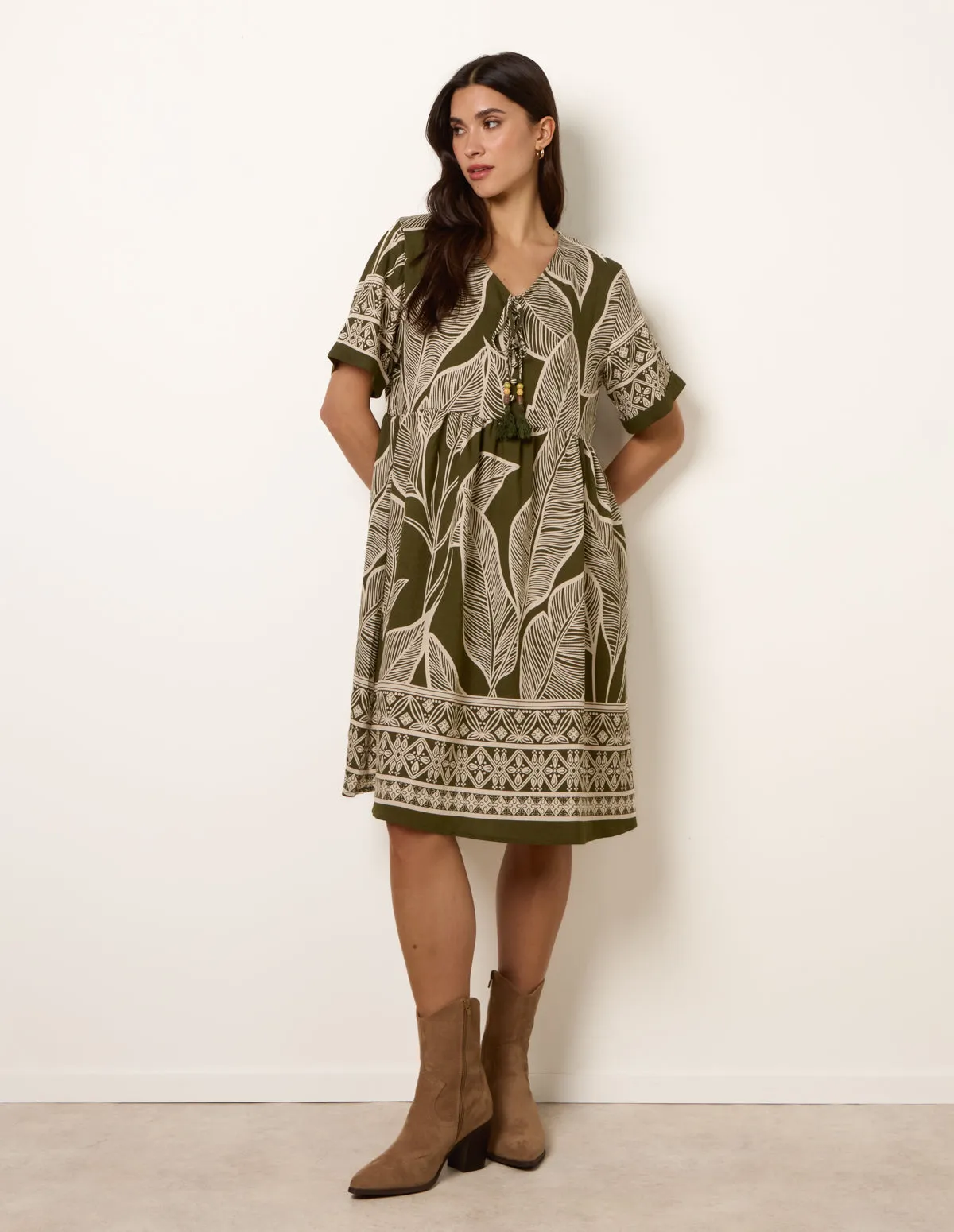 Dress With Tropical Leaf Print sold by Blue Vanilla