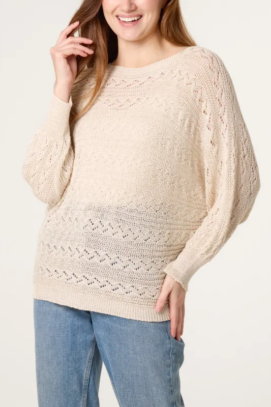 Pointelle Cable Batwing Jumper made by Blue Vanilla