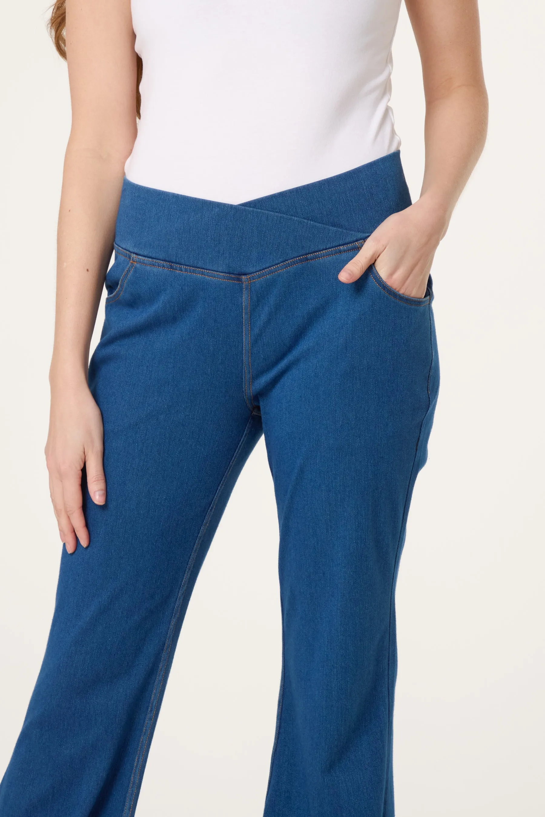 Flared Cross Over Waistband Jeans sold by Blue Vanilla product image thumbnail 2