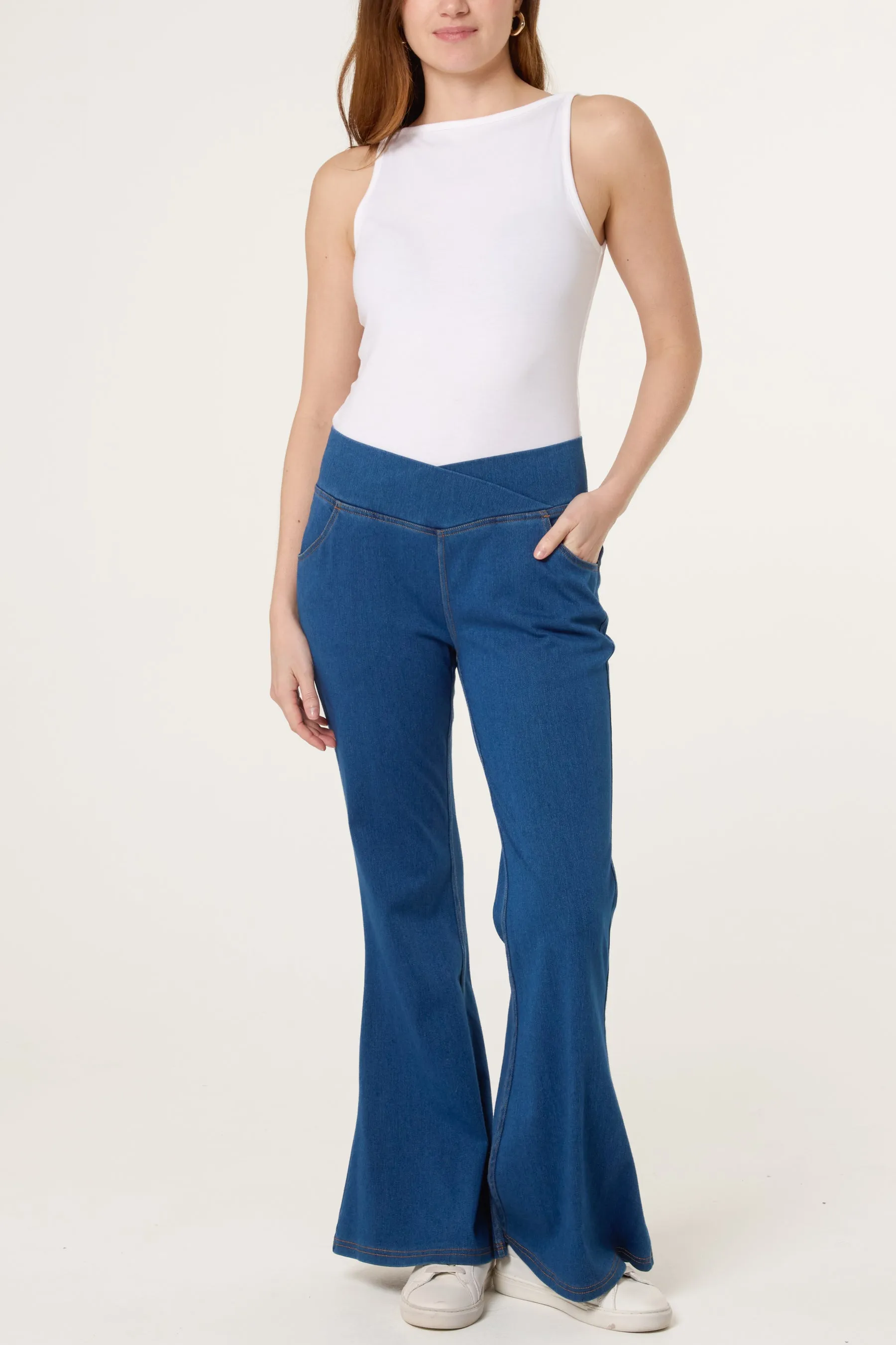 Flared Cross Over Waistband Jeans sold by Blue Vanilla product image thumbnail 3