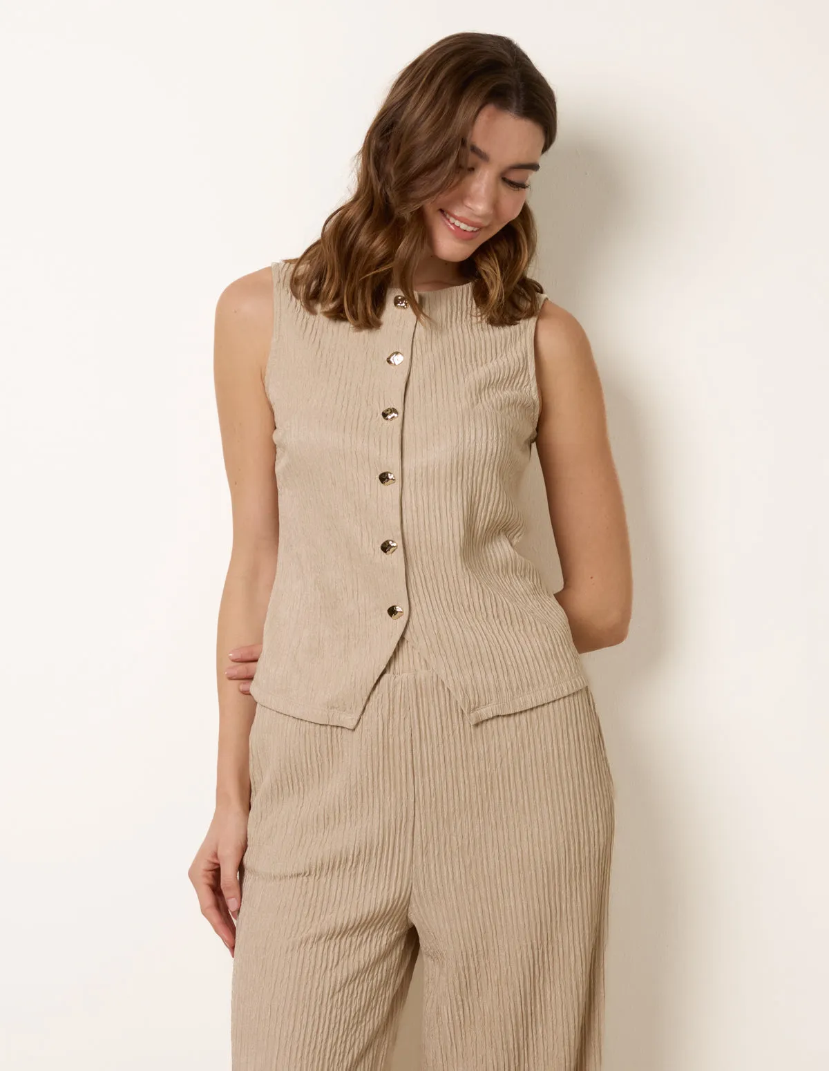 Crew Neck Button Through Vest sold by Blue Vanilla product image thumbnail 3