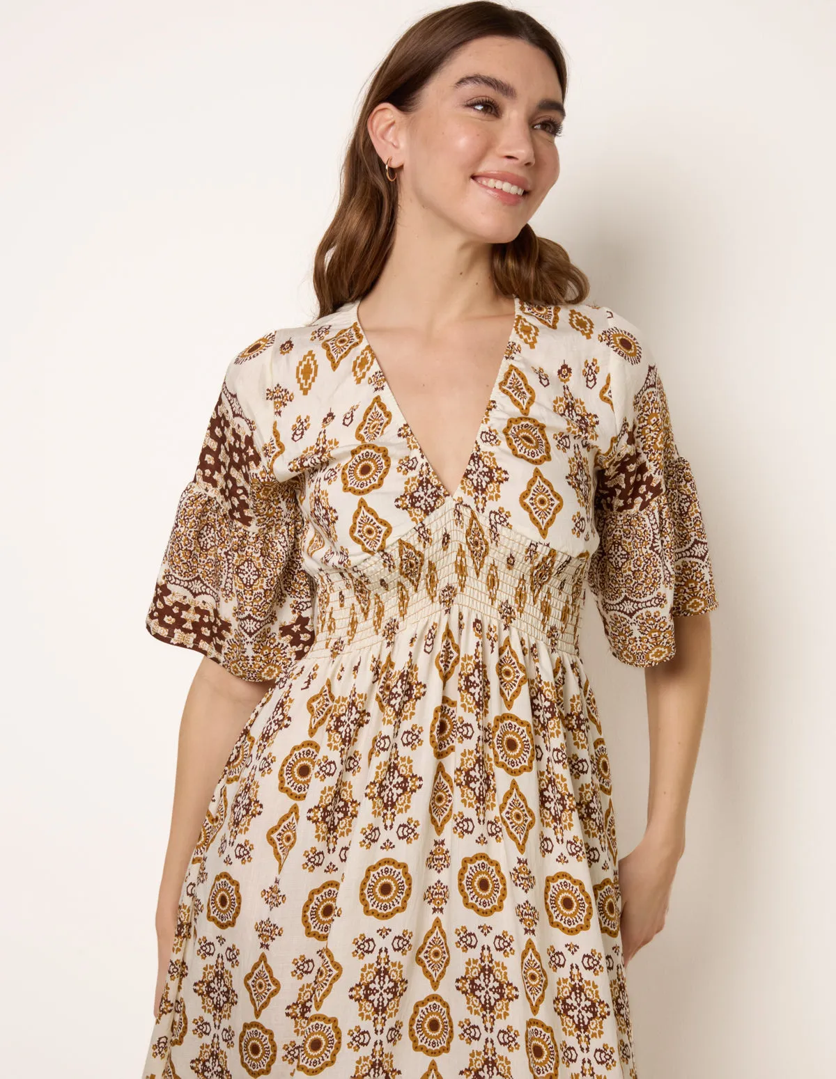 V Neck Border Print Maxi Dress sold by Blue Vanilla product image thumbnail 2