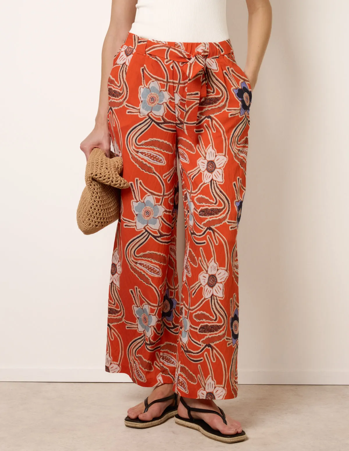 Paper Bag Tie Waist Wide Leg Trousers sold by Blue Vanilla product image thumbnail 2