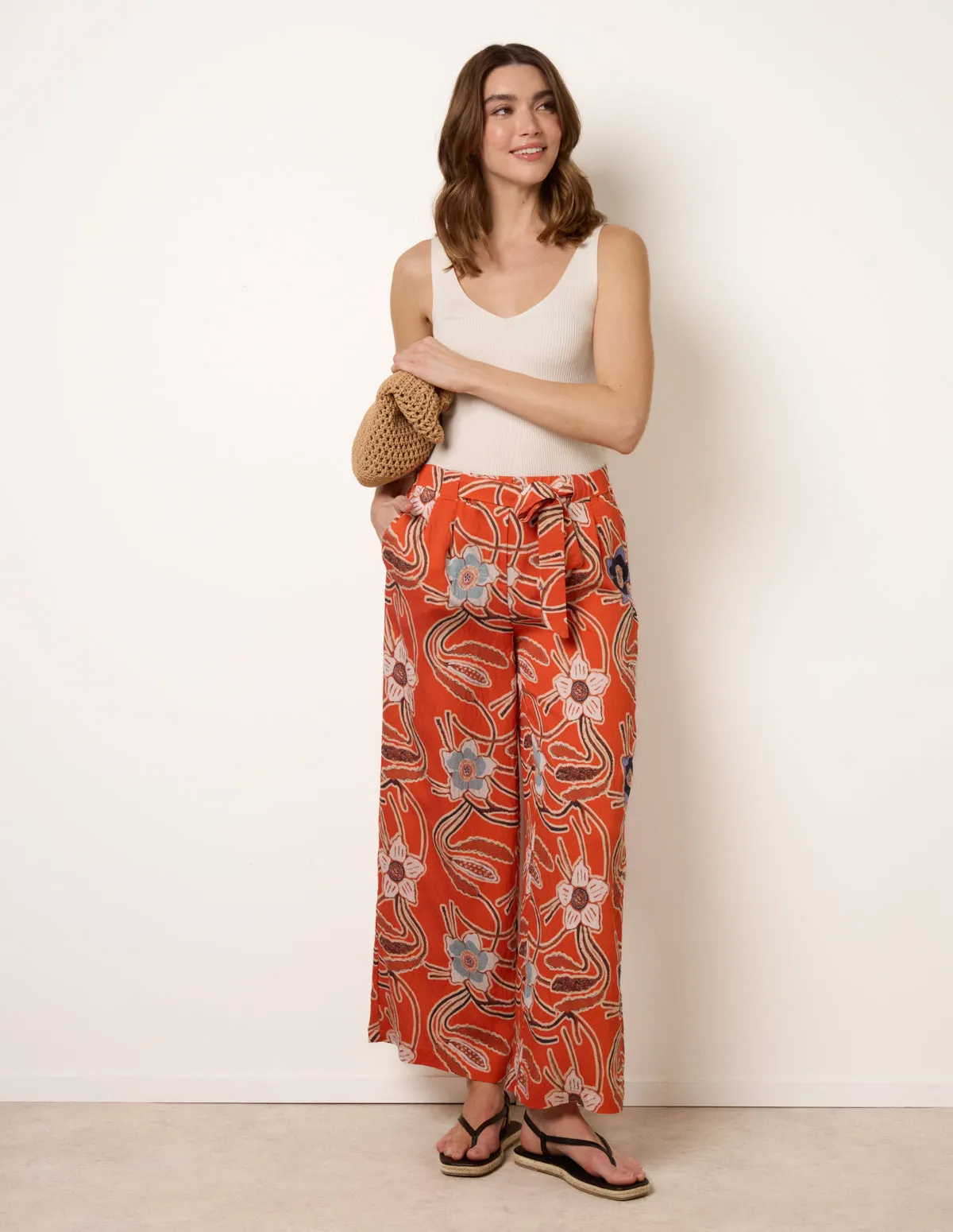 Paper Bag Tie Waist Wide Leg Trousers sold by Blue Vanilla