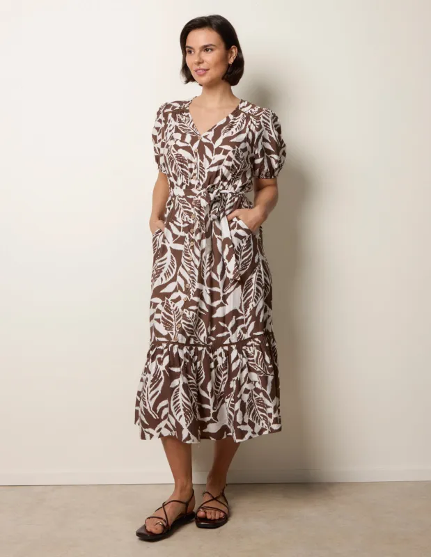 Coconut Button Belted Midi Dress made by Blue Vanilla