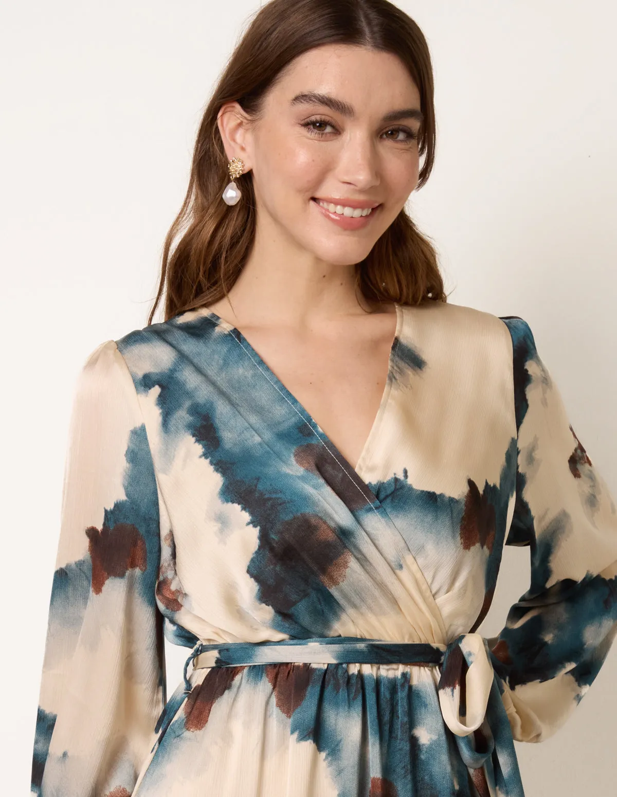 Watercolour Wrap Dress With Tie Belt sold by Blue Vanilla product image thumbnail 2