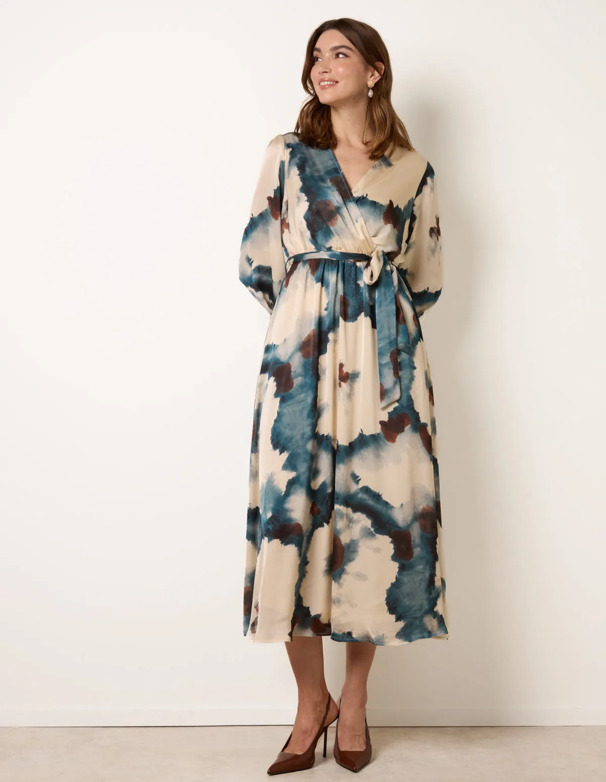 Watercolour Wrap Dress With Tie Belt sold by Blue Vanilla product image thumbnail 3