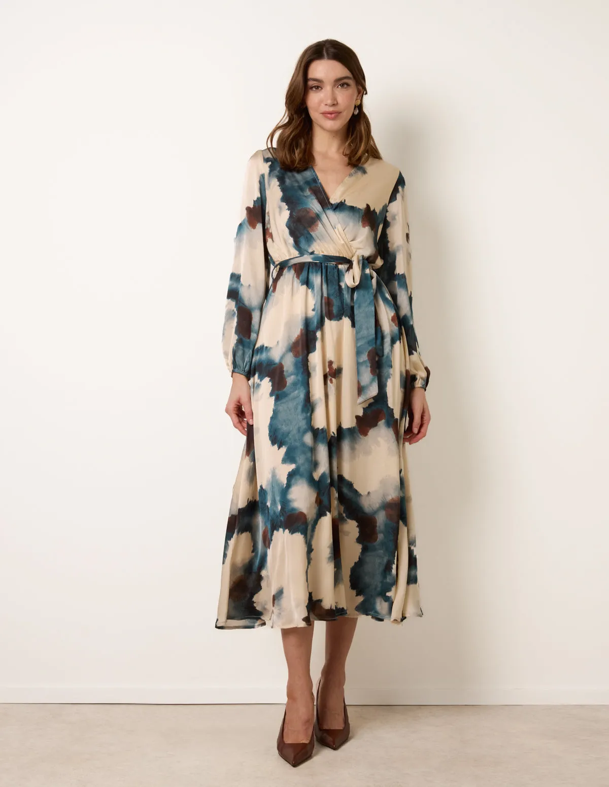 Watercolour Wrap Dress With Tie Belt sold by Blue Vanilla