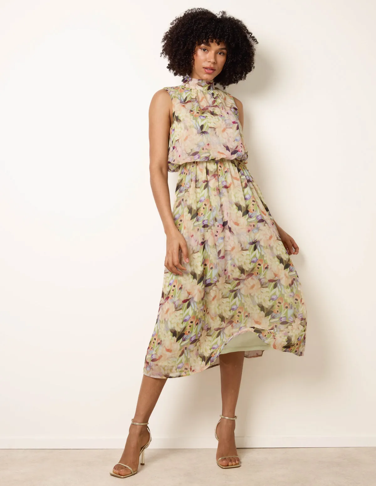 Watercolour Printed Sleeveless Midi Dress sold by Blue Vanilla