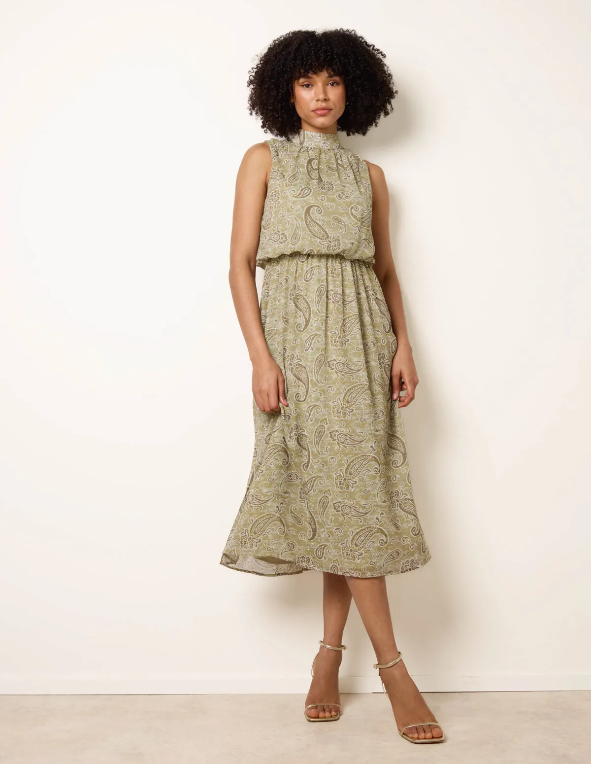 Paisley Print Rhinestone High Neck Midi Dress sold by Blue Vanilla product image thumbnail 5