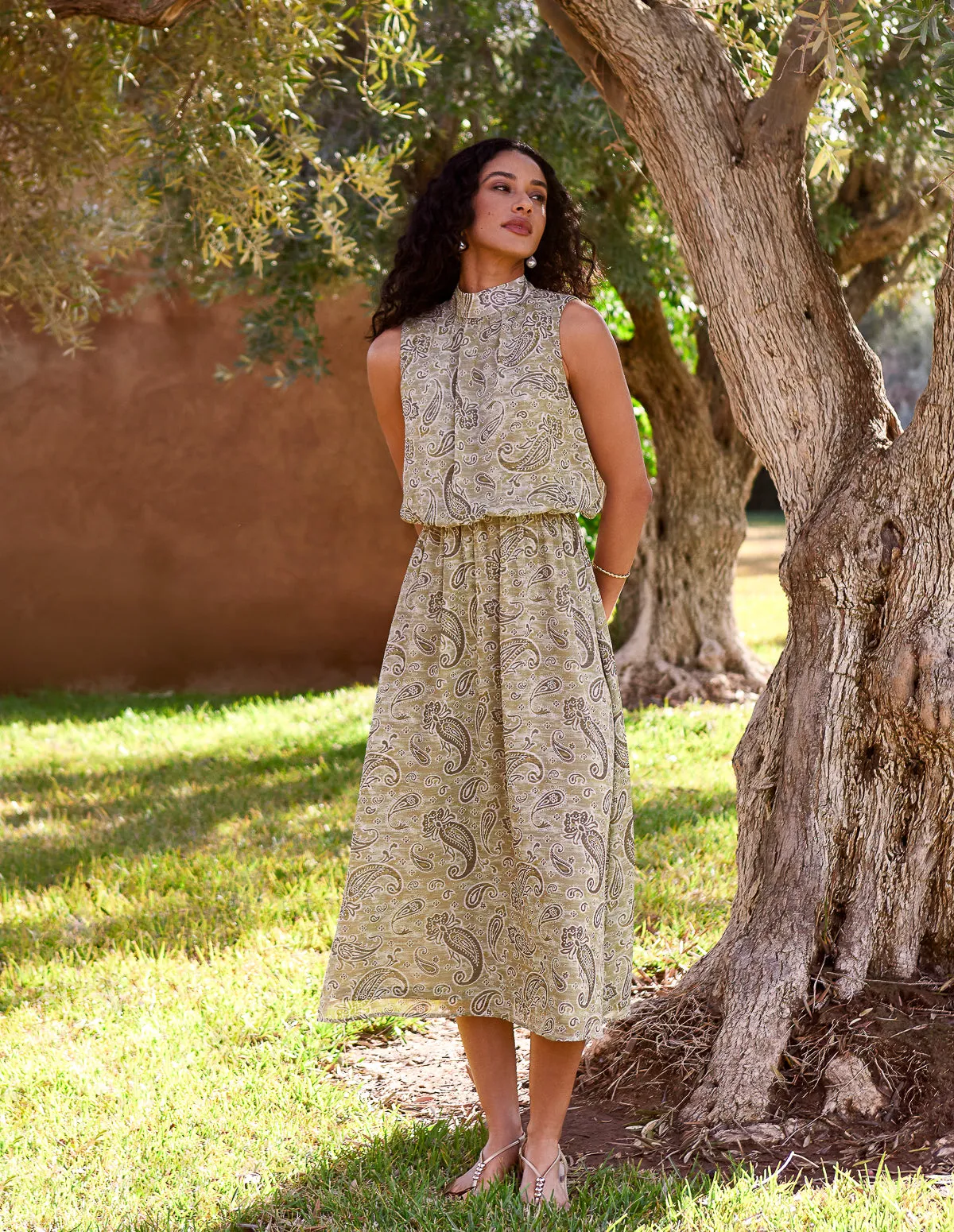 Paisley Print Rhinestone High Neck Midi Dress sold by Blue Vanilla product image thumbnail 2