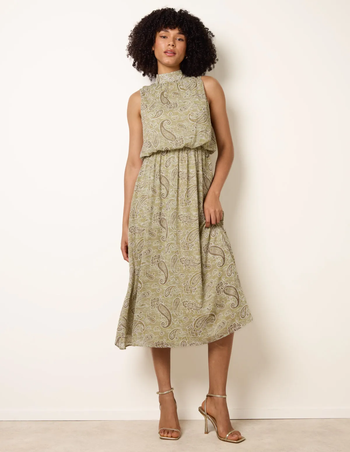 Paisley Print Rhinestone High Neck Midi Dress sold by Blue Vanilla product image thumbnail 3