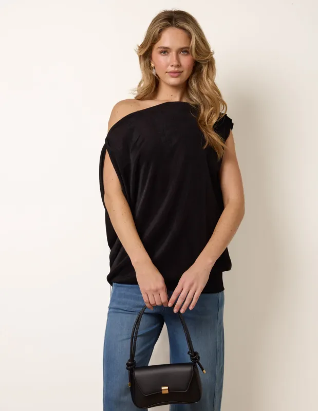 Deep Band Slinky Oversize Tunic Top made by Blue Vanilla