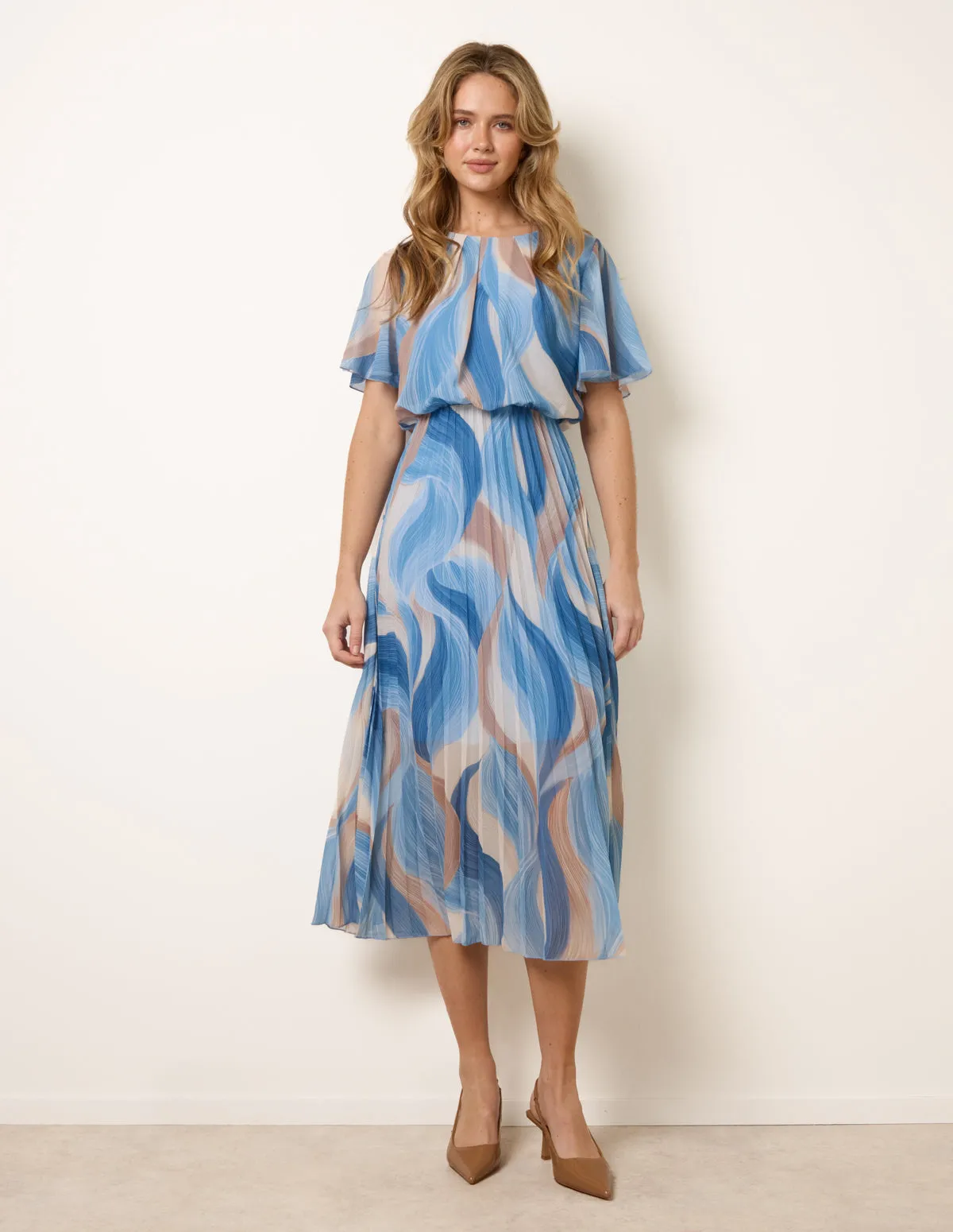 Short Sleeve Pleated Midi Dress sold by Blue Vanilla product image thumbnail 3