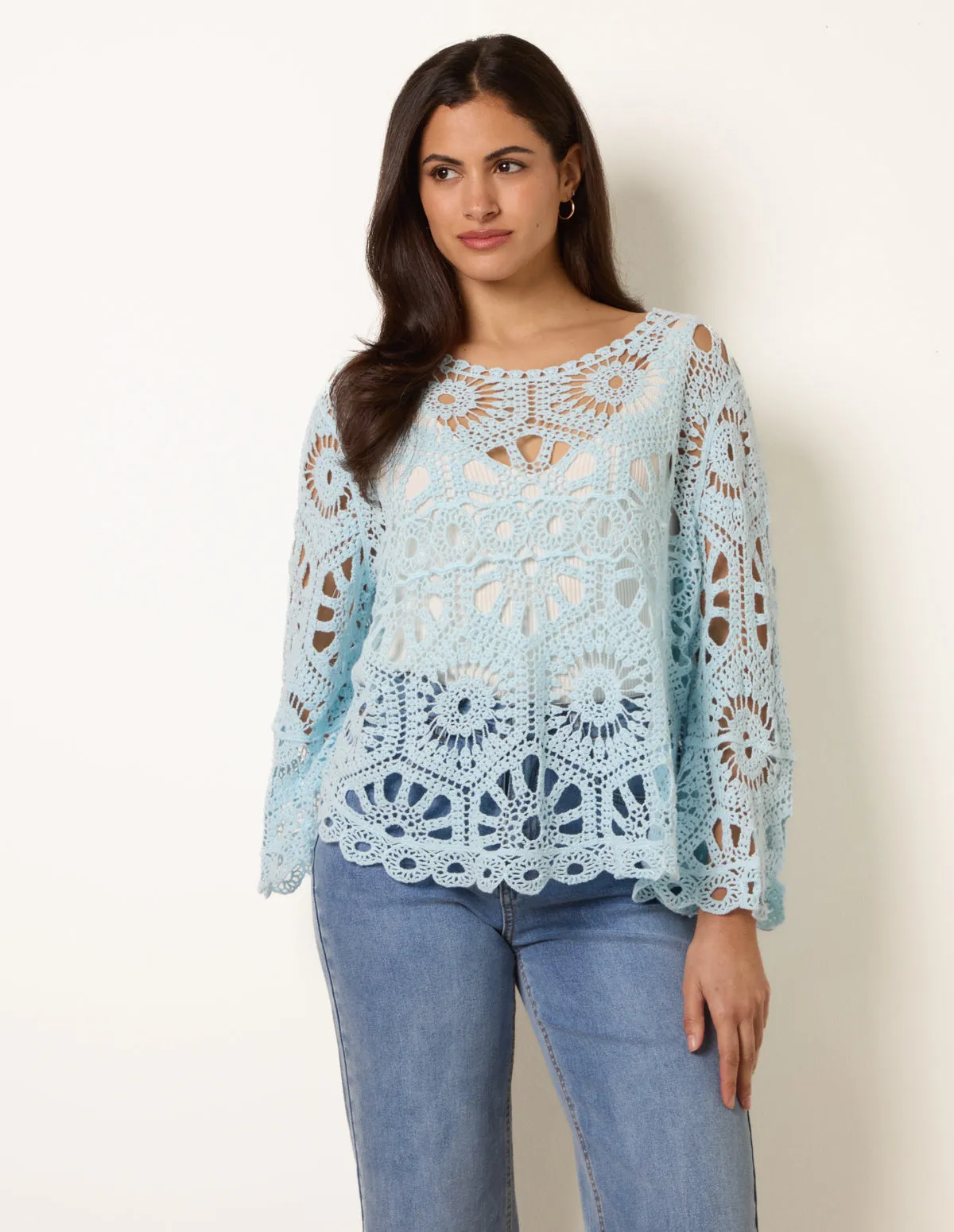 Crochet Top With Flared Sleeves sold by Blue Vanilla product image thumbnail 2