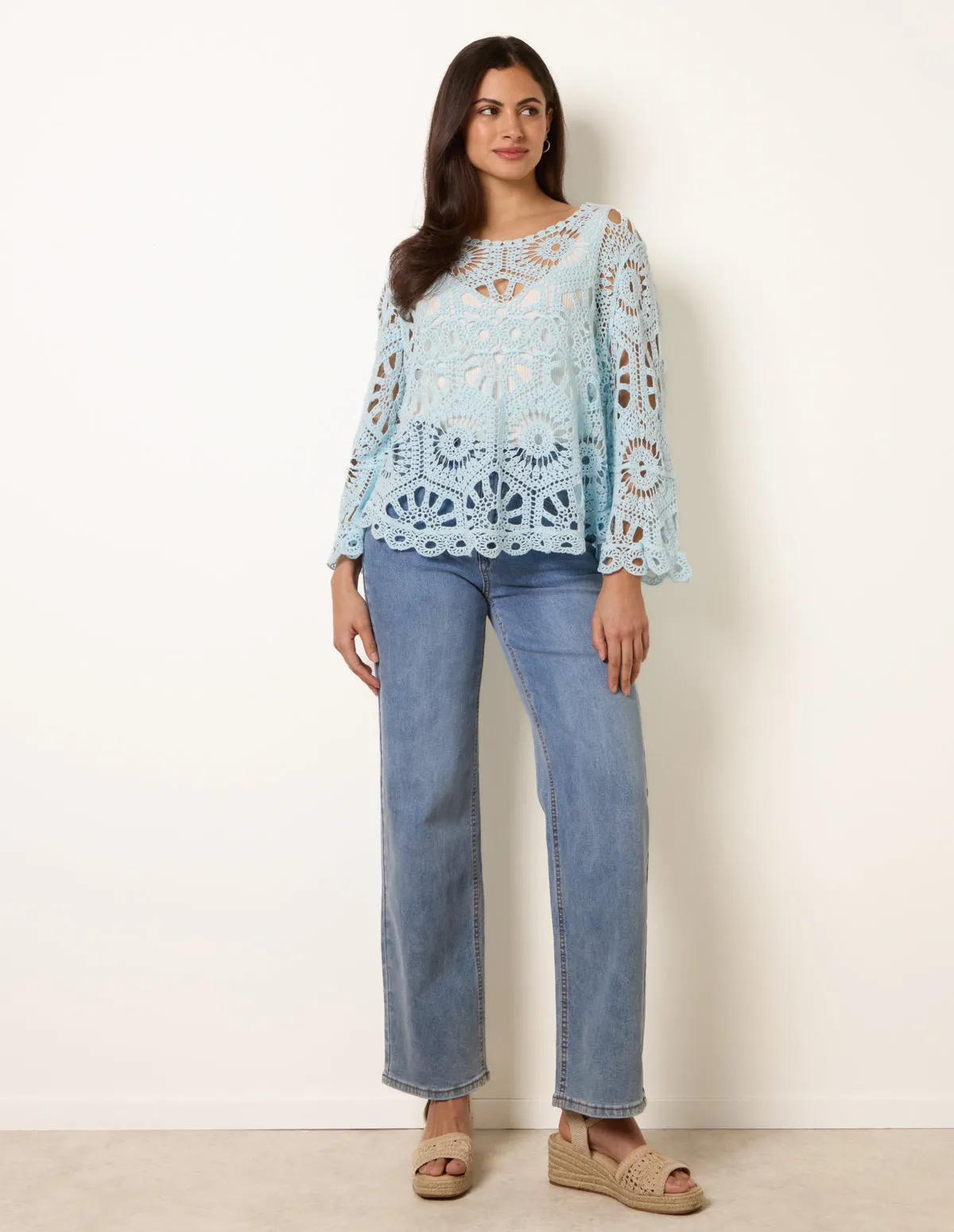 Crochet Top With Flared Sleeves sold by Blue Vanilla product image thumbnail 3