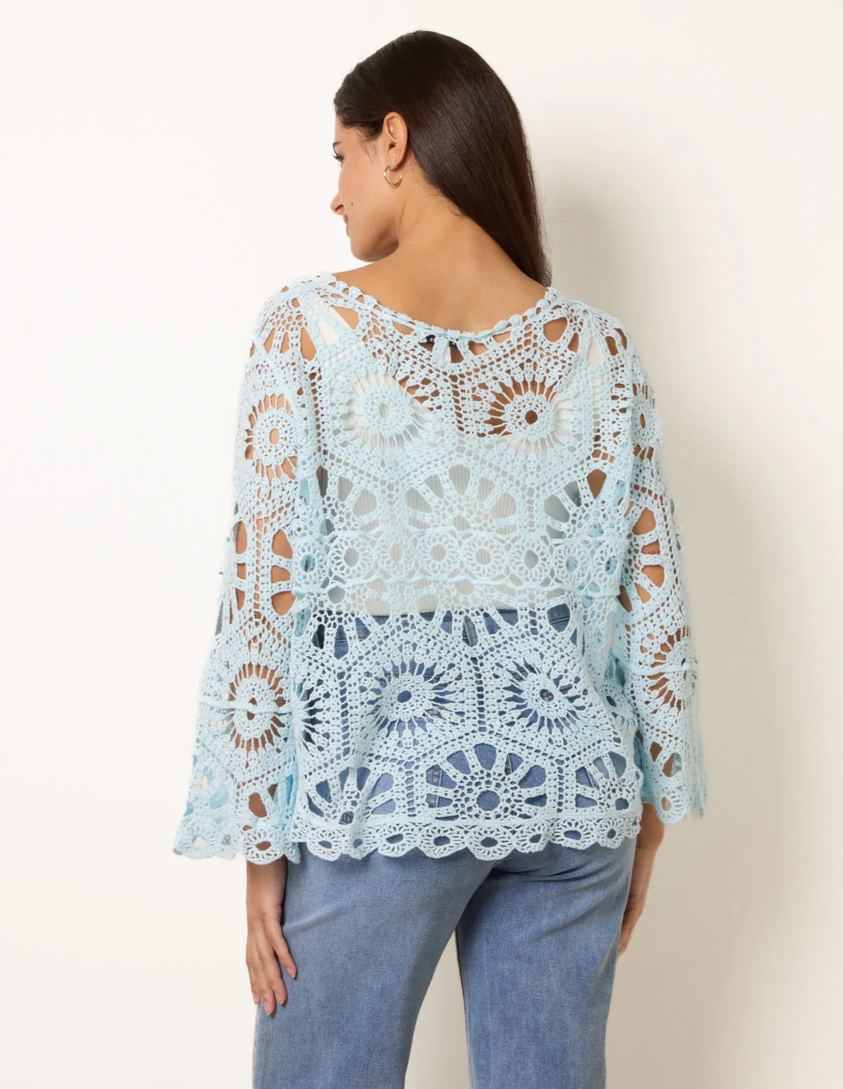 Crochet Top With Flared Sleeves sold by Blue Vanilla product image thumbnail 4