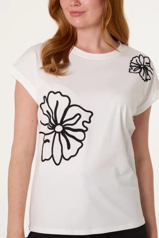 T-Shirt With Big Floral Embroidery made by Blue Vanilla