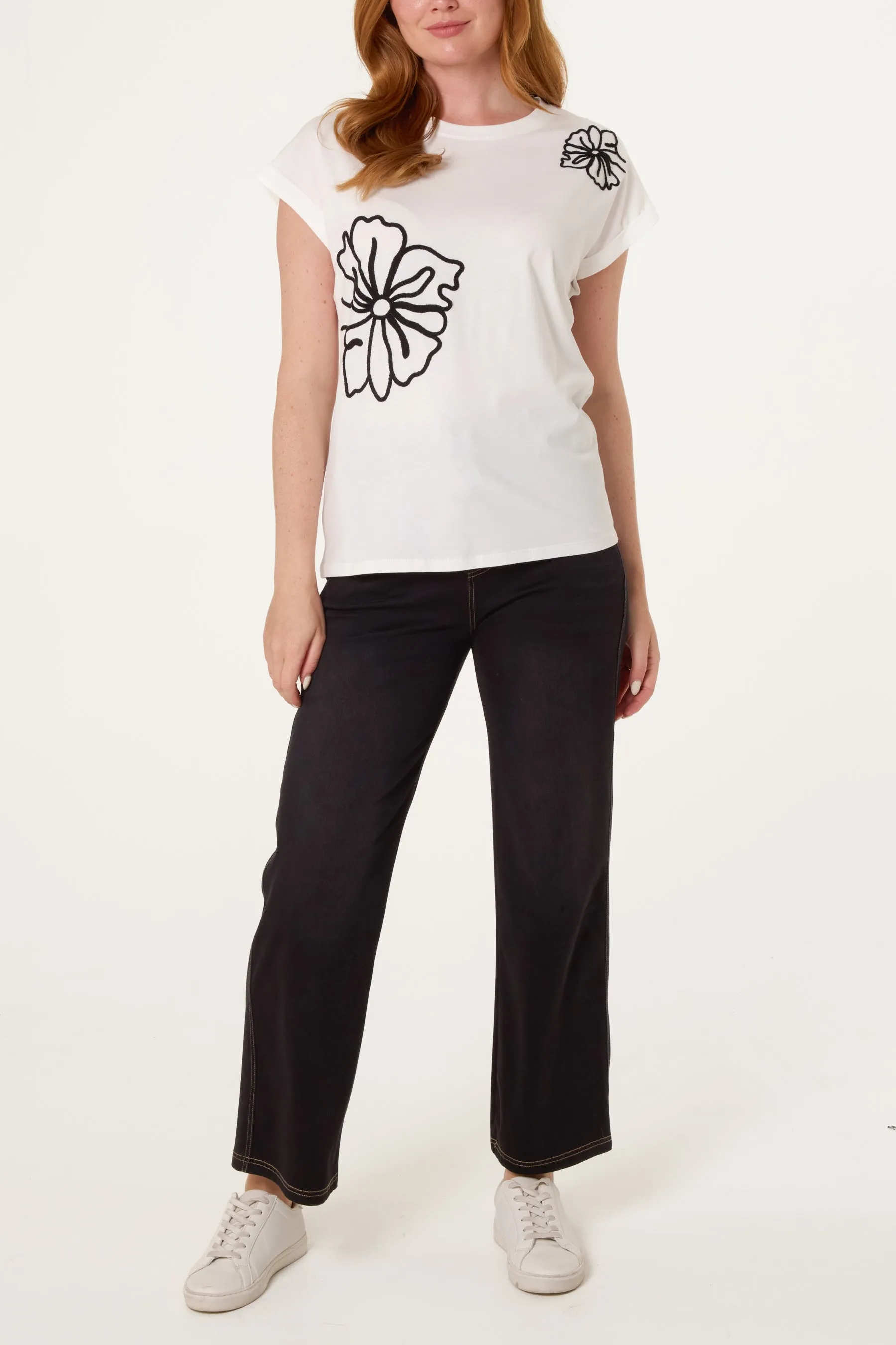 T-Shirt With Big Floral Embroidery sold by Blue Vanilla product image thumbnail 2