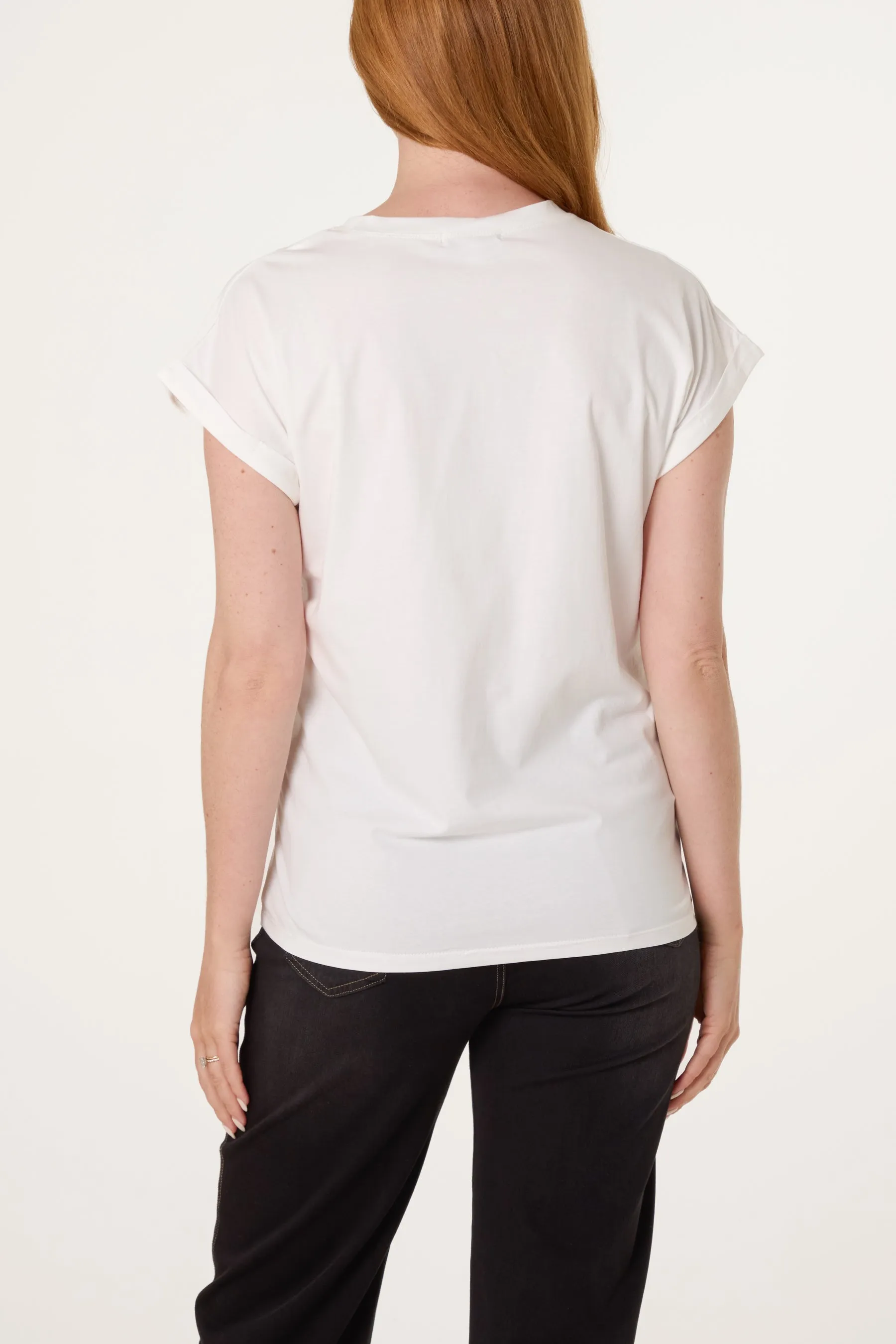 T-Shirt With Big Floral Embroidery sold by Blue Vanilla product image thumbnail 4