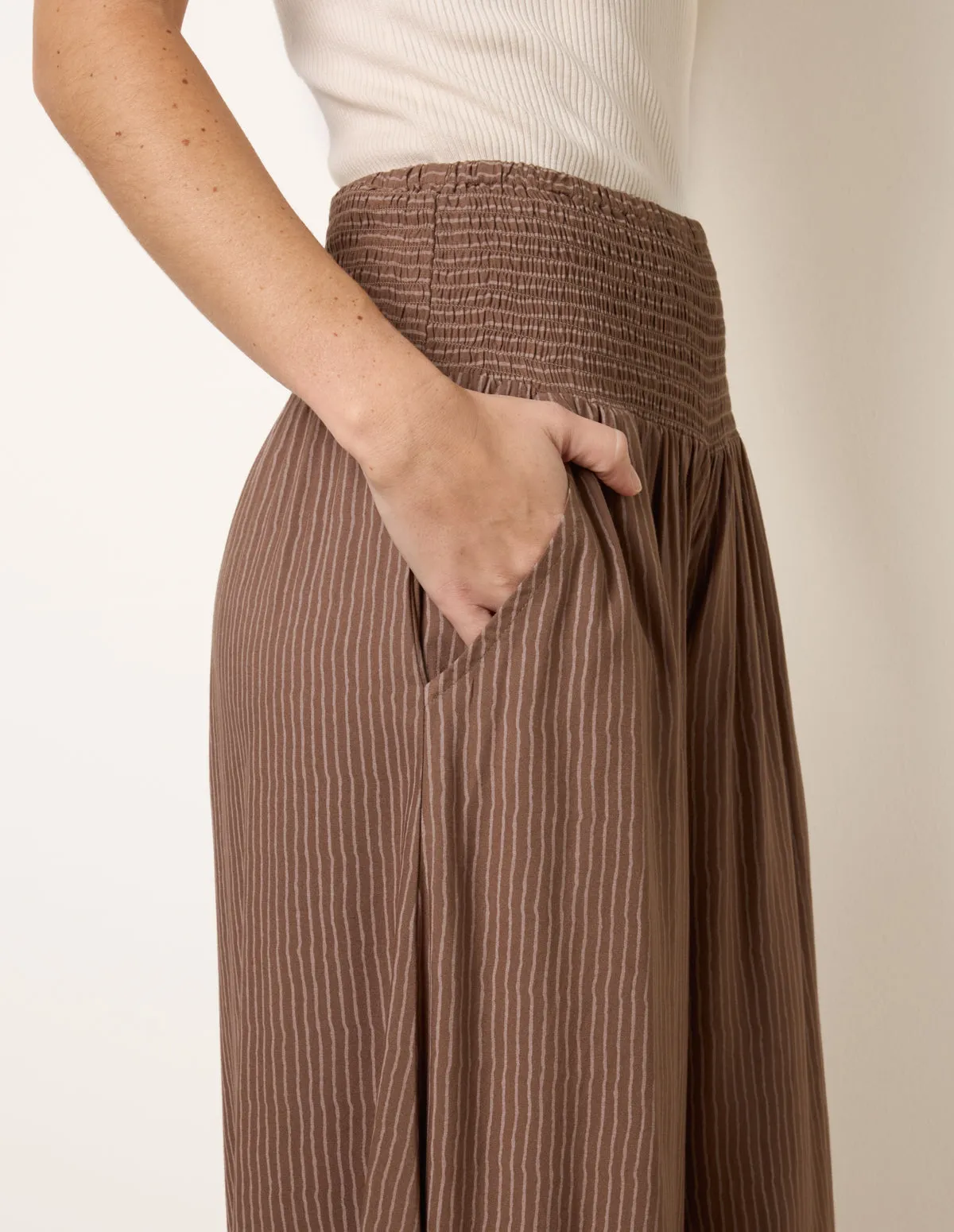 Wide Leg Shirred Waist Wavy Trousers sold by Blue Vanilla product image thumbnail 3
