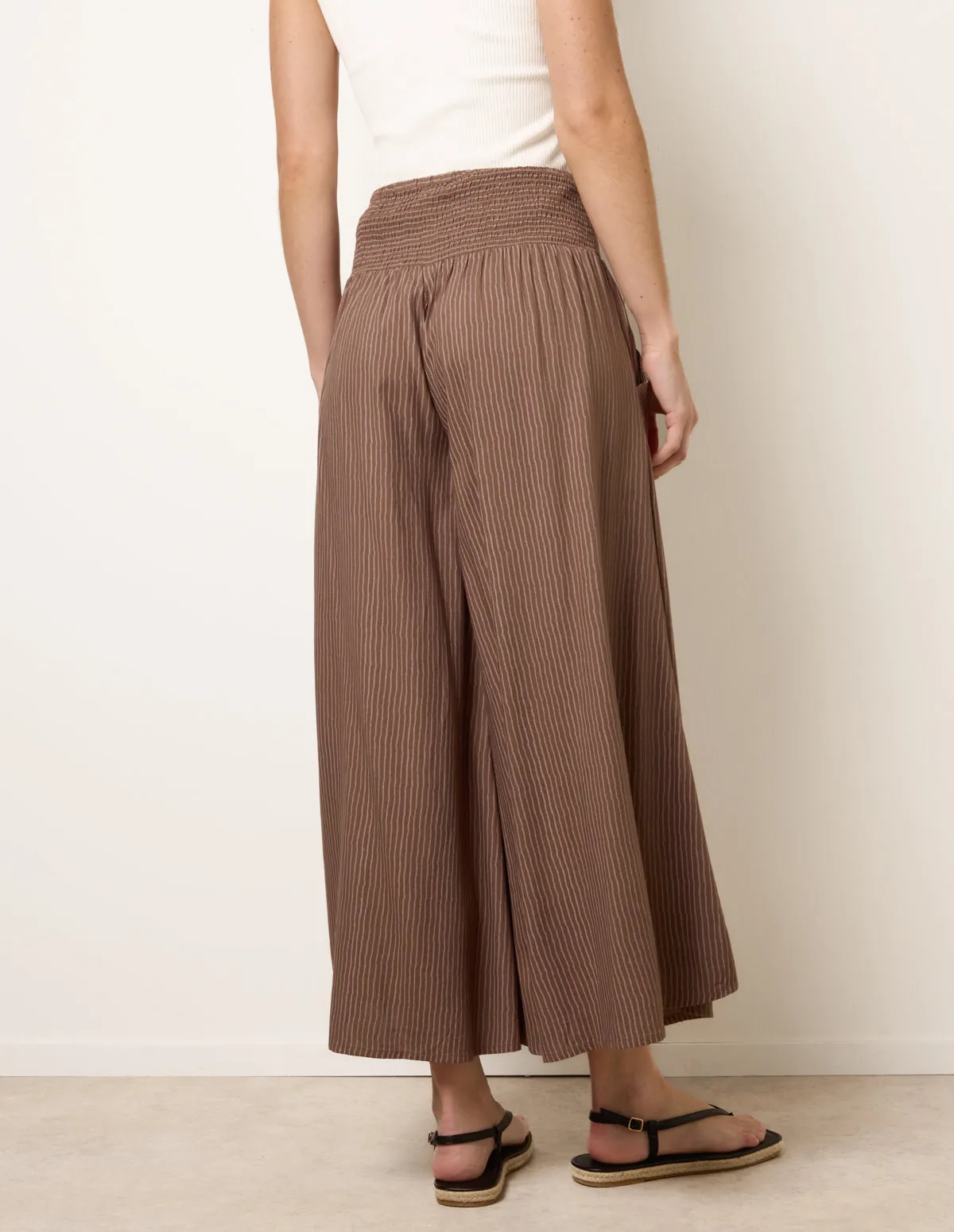 Wide Leg Shirred Waist Wavy Trousers sold by Blue Vanilla product image thumbnail 4