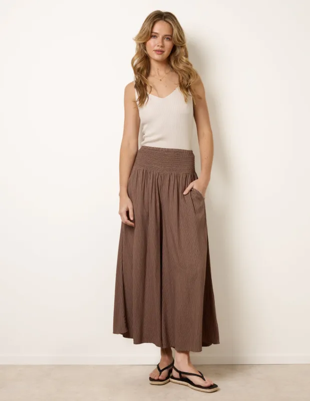 Wide Leg Shirred Waist Wavy Trousers made by Blue Vanilla