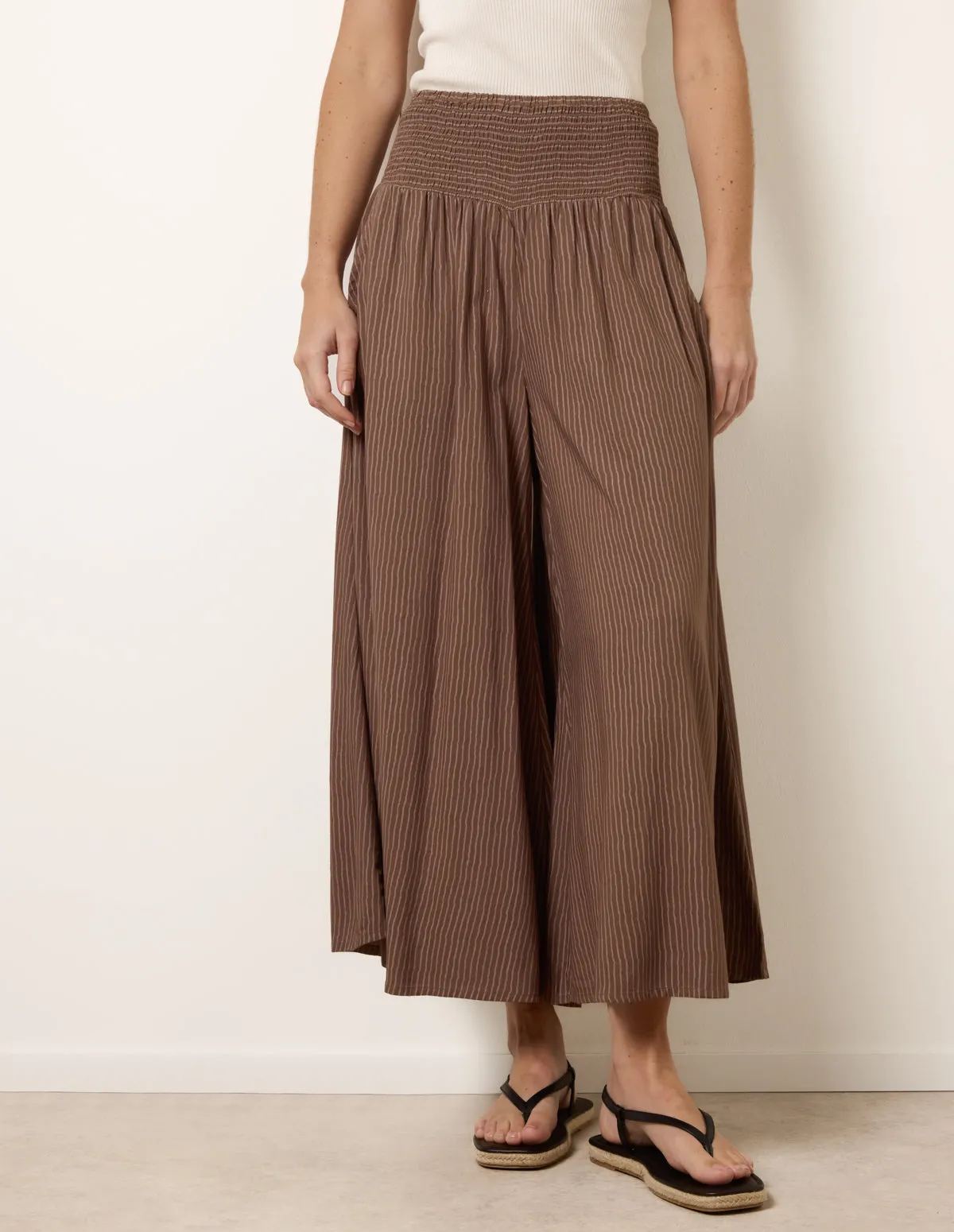 Wide Leg Shirred Waist Wavy Trousers sold by Blue Vanilla product image thumbnail 2