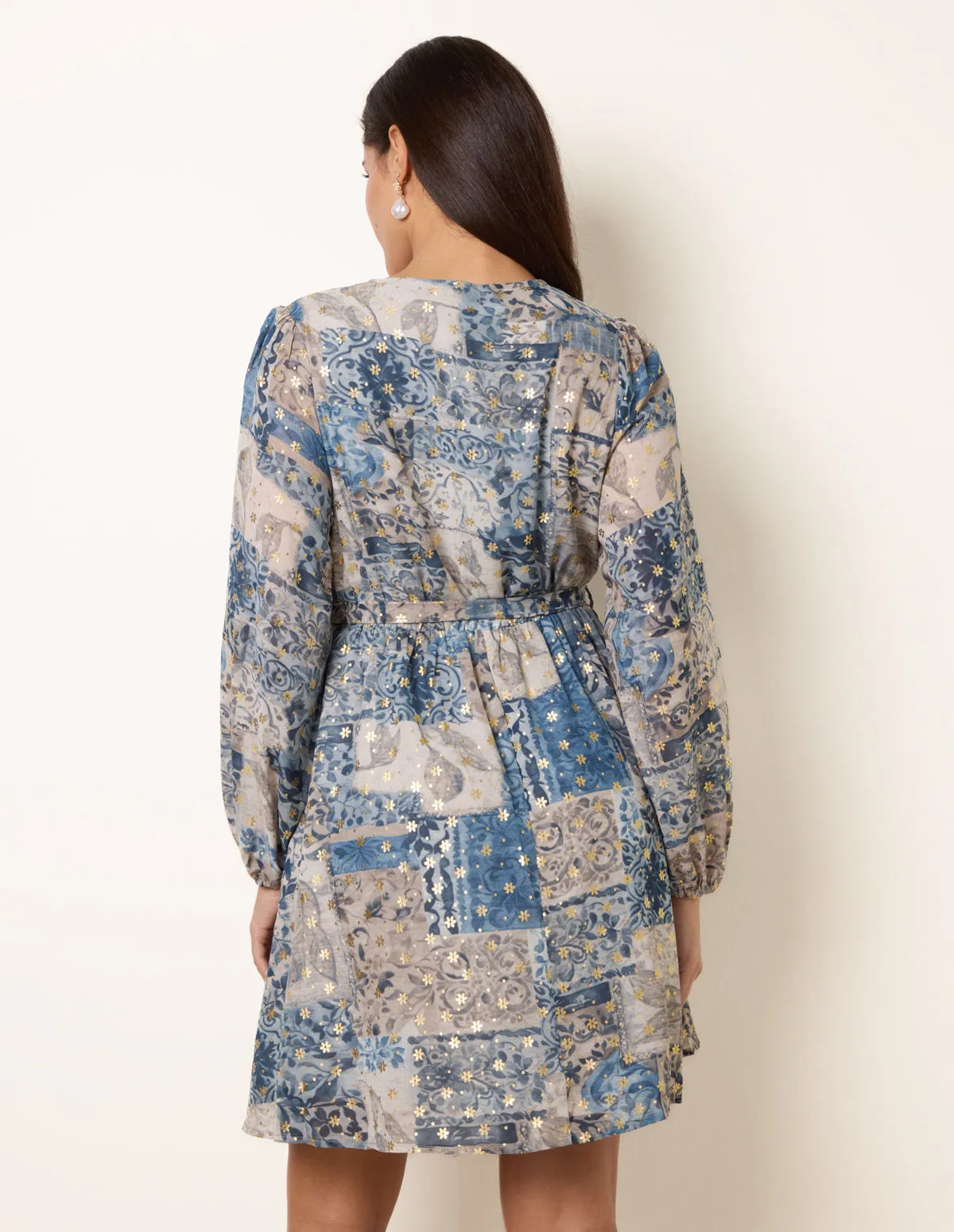 Foil Patchwork Mini Dress sold by Blue Vanilla product image thumbnail 4