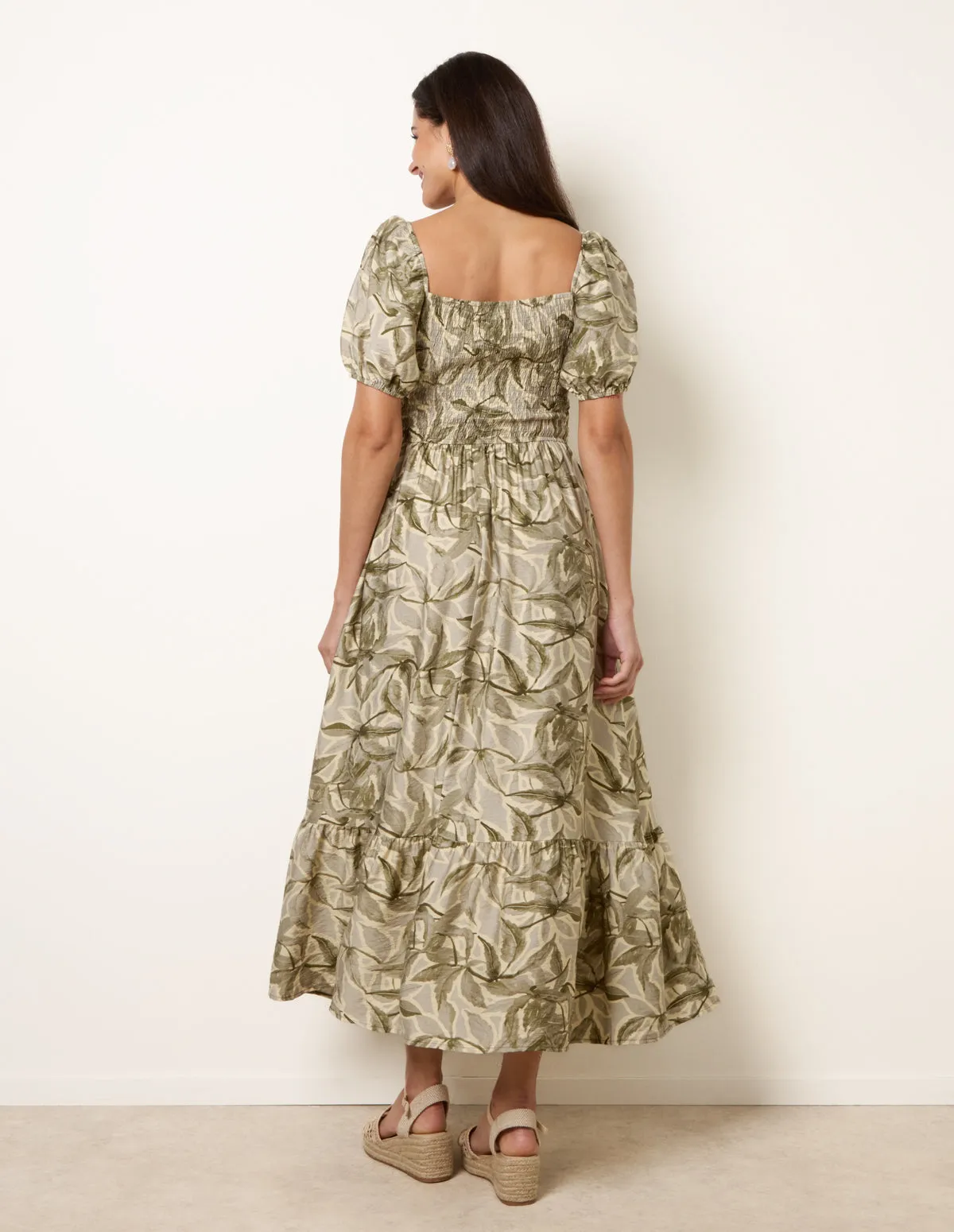 Large Floral Printed Square Neck Puff Sleeve Dress sold by Blue Vanilla product image thumbnail 4
