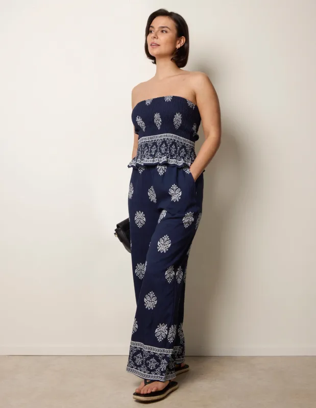 Smocked Top & Wide-Leg Trouser Set made by Blue Vanilla